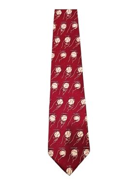 Men's Silk " Slider" Burgundy Baseball Pitch Pattern Neck Tie